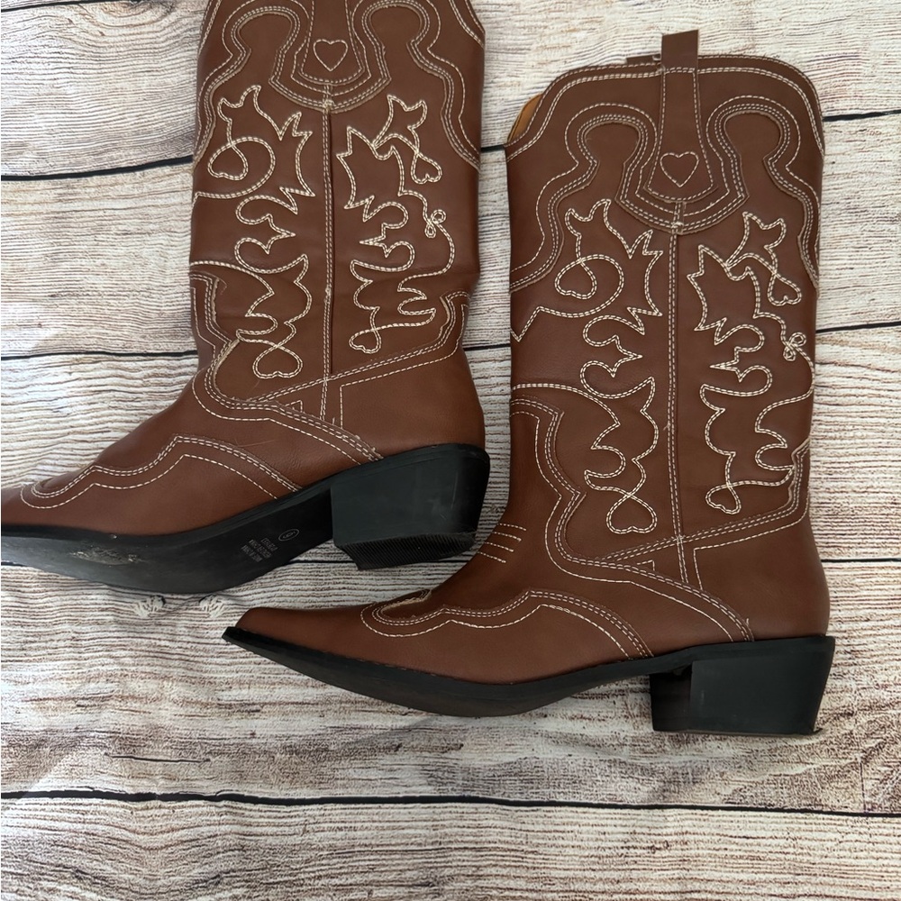 Forever 21 Brown Heeled Boots Classic Design
